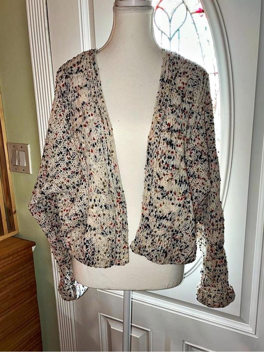 moon & madison Cream Speckled Open-Front Cardigan